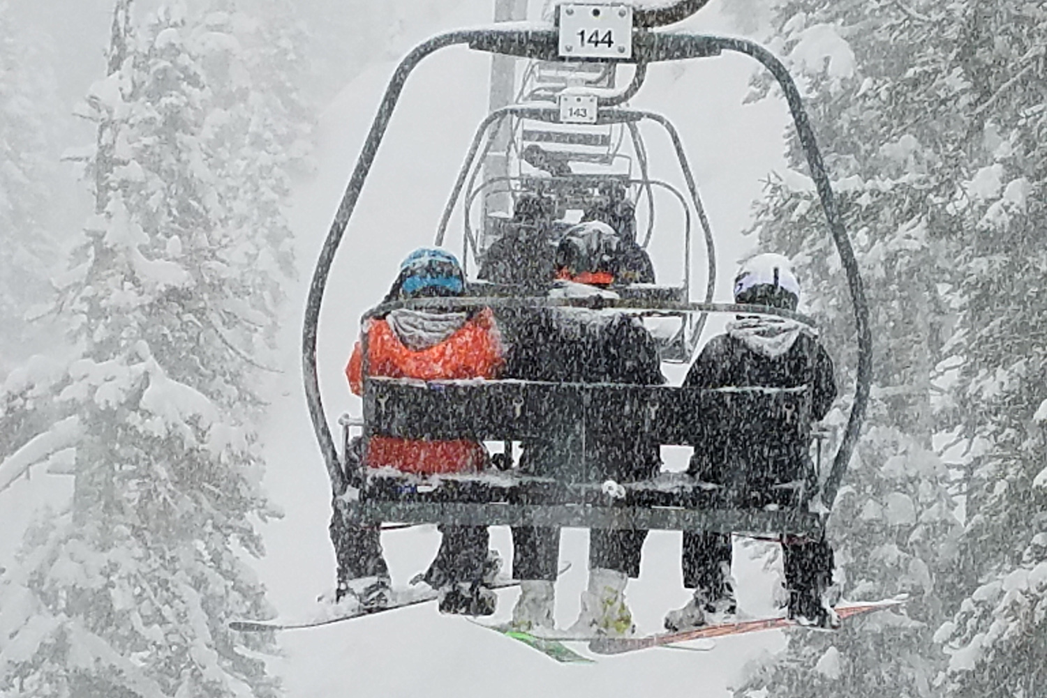 students on chairlift