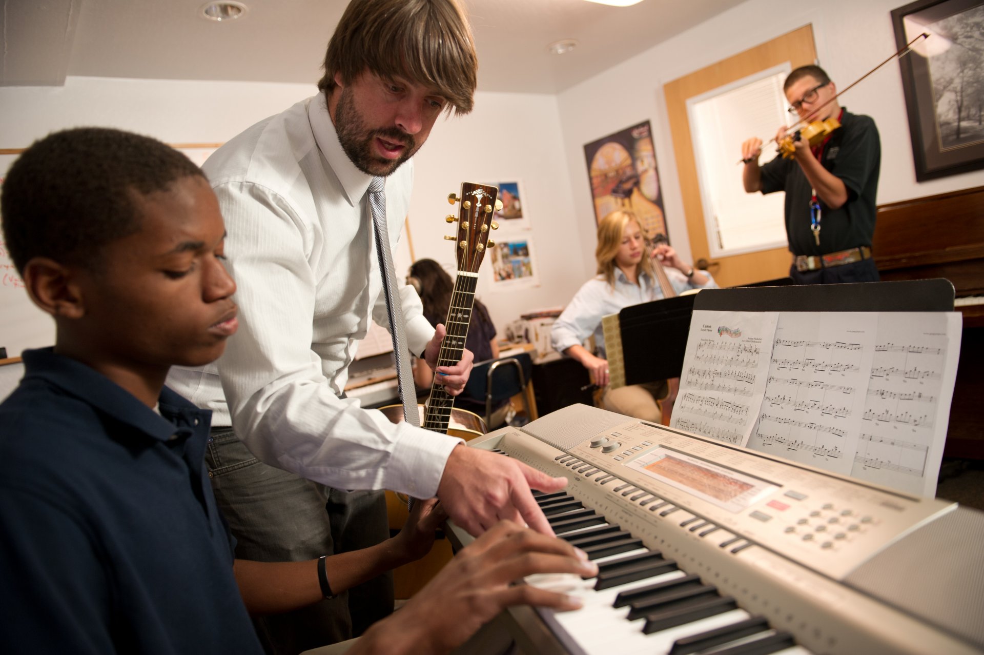female student indoor rock climbing