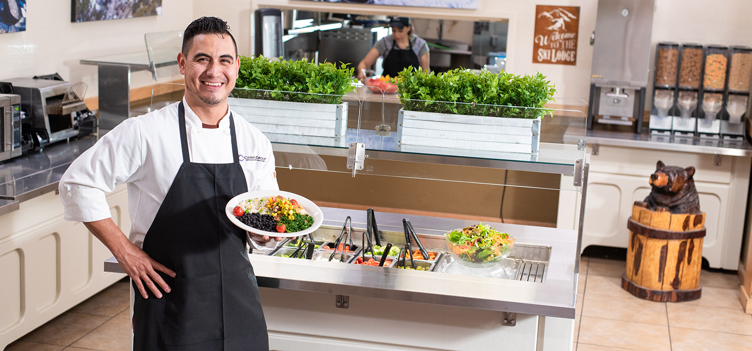 school chef in dining hall