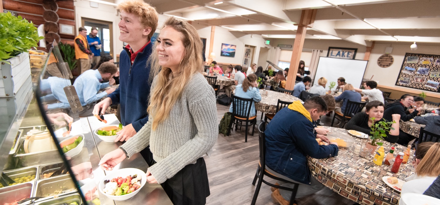 students in dining hall